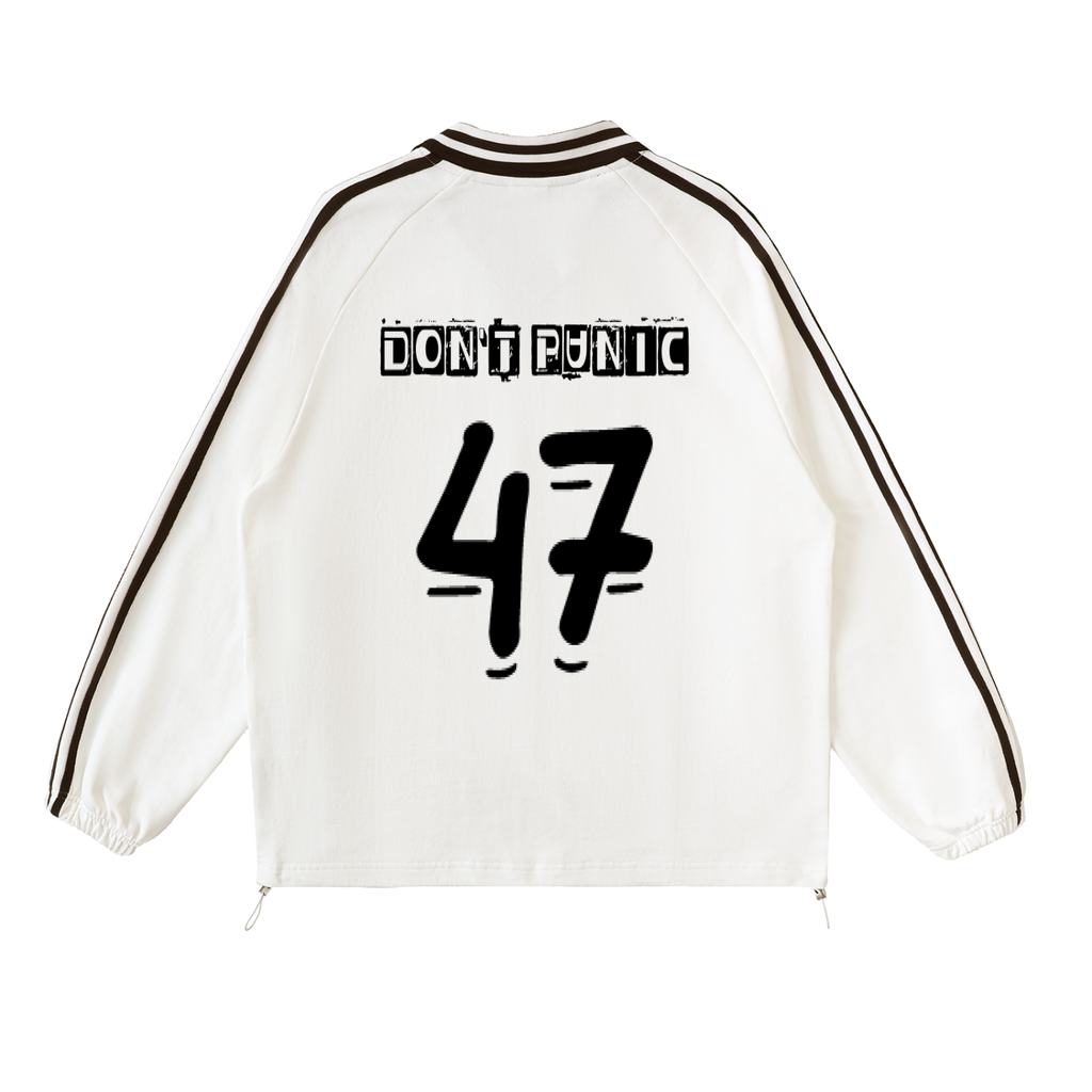 Don't Pvnic Striped Lapel Collar Sweatshirt